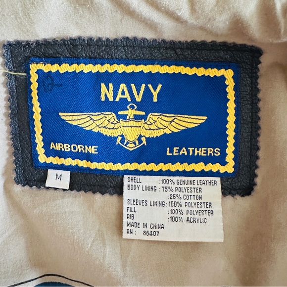 Vintage Leather Flight Jacket Brown Faux Fur Military Air Force Navy Army Bomber - Picture 13 of 15